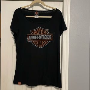 Harley Davidson XL tshirt bejewel sequined Rossmeyer’s Daytona Harley Davidson